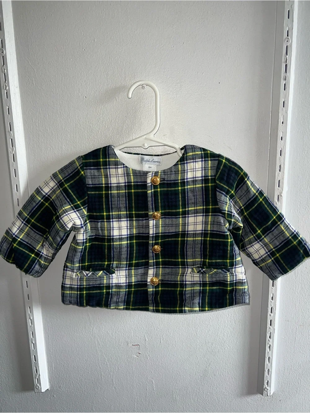 Vintage Ralph Lauren Plaid Unisex Baby Jacket - Green & White